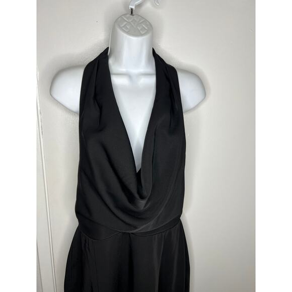 Harlyn Plunging Neckline Fit & Flare Halter Dress Black NEW ~ Size L - Picture 2 of 8